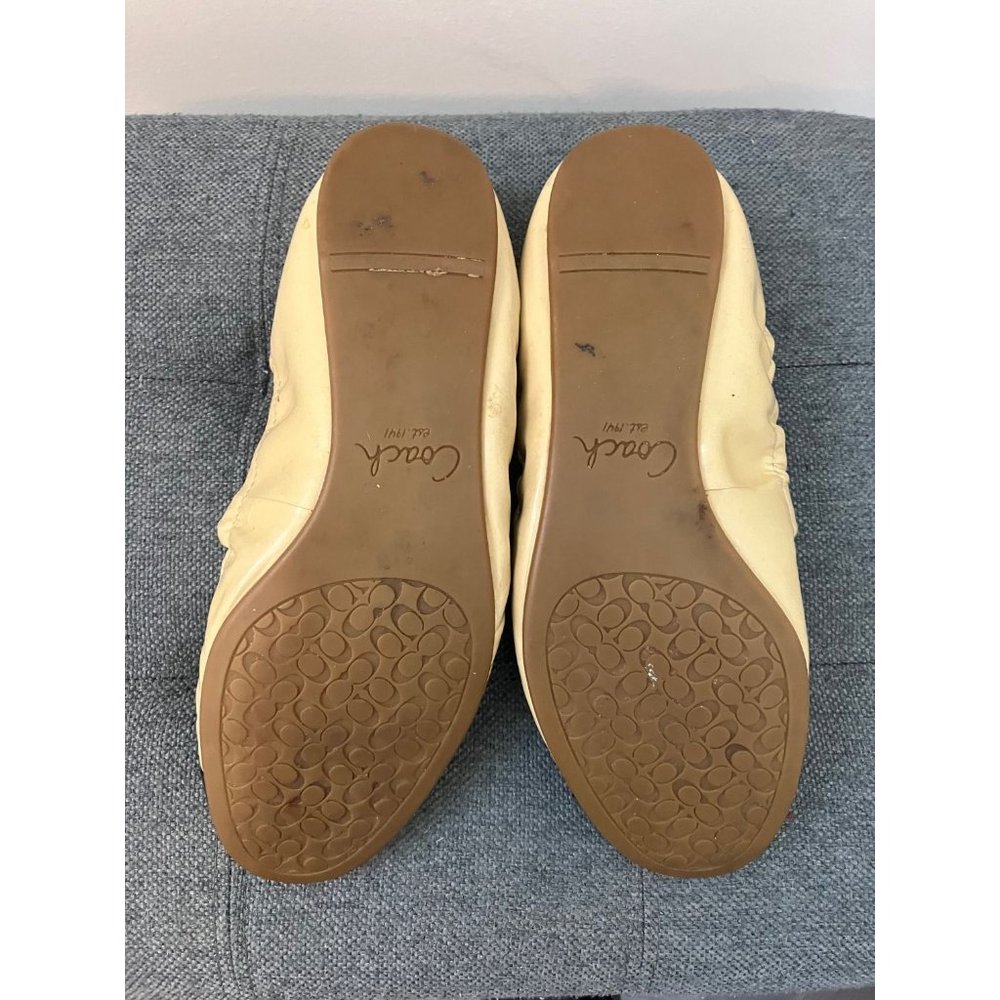 Coach Cream Colored Flats Black Toe Size 8.5 - Picture 3 of 3